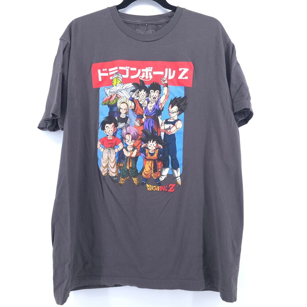 Dragonball Z Mens Gray Group Pose Japanese Animation Graphic Crewneck T-Shirt XL